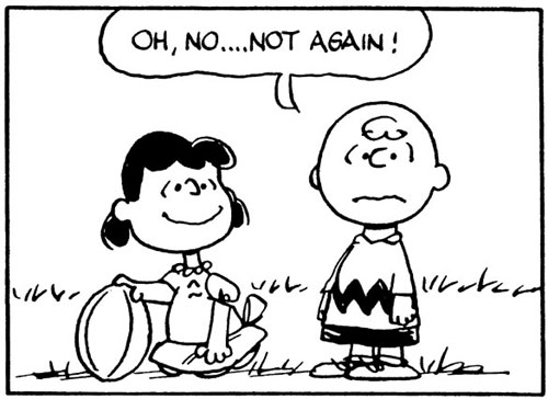 Me = Charlie Brown, Weather Forecasts = Lucy