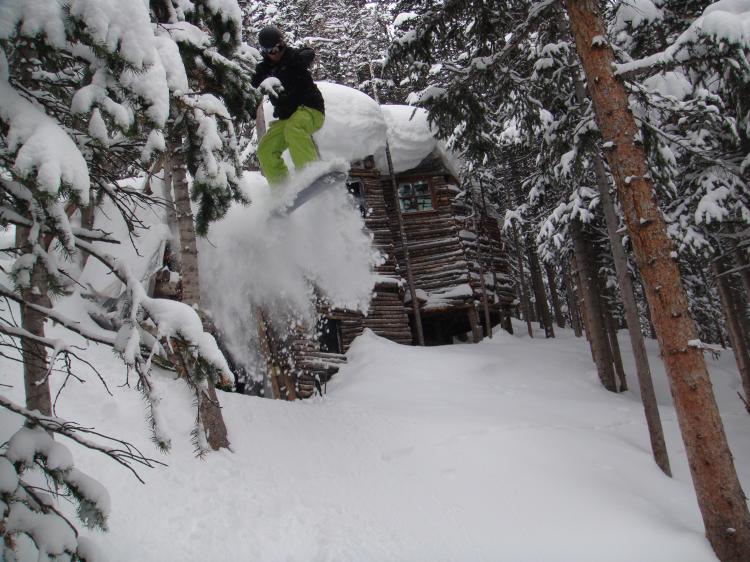 Chris dropping the "Leos"shack in the woods of Breck during a nice 8 inch powder day