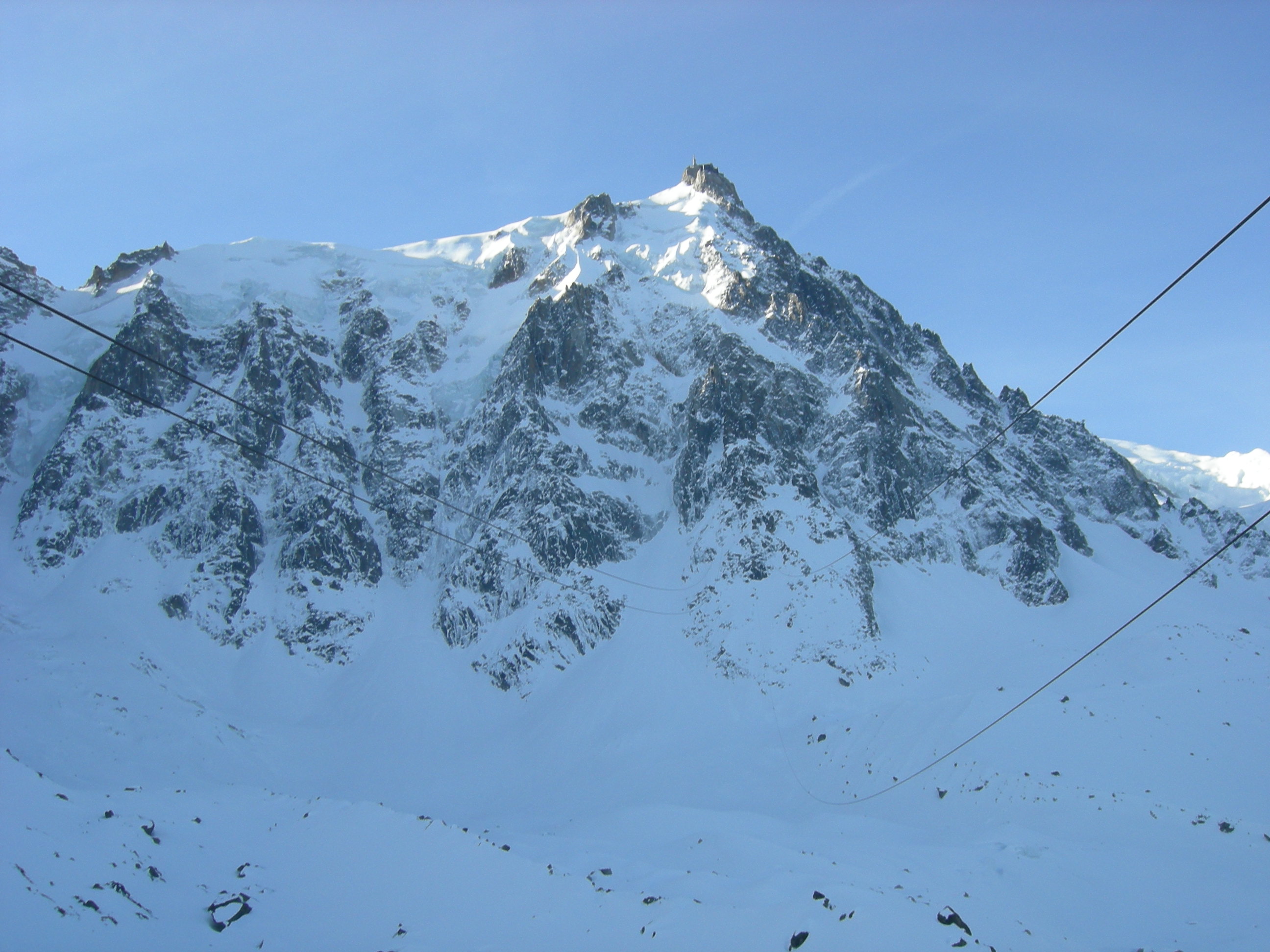 view up the tram to augidu midi - valle blanche