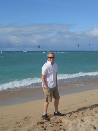 dozens of kiters and sailers and me