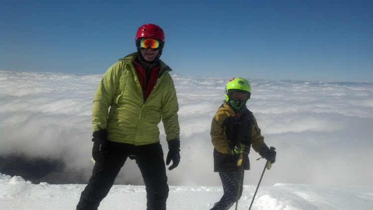 Mt Frankin in background.  Skiing above the clouds.