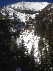 Views of Dunnam Canyon below Mount Humphrey's along our skin track