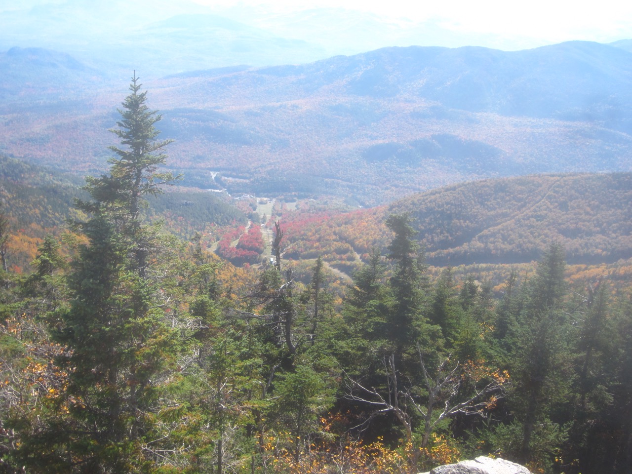 Looking down at Whiteface ski trails from above the Slides